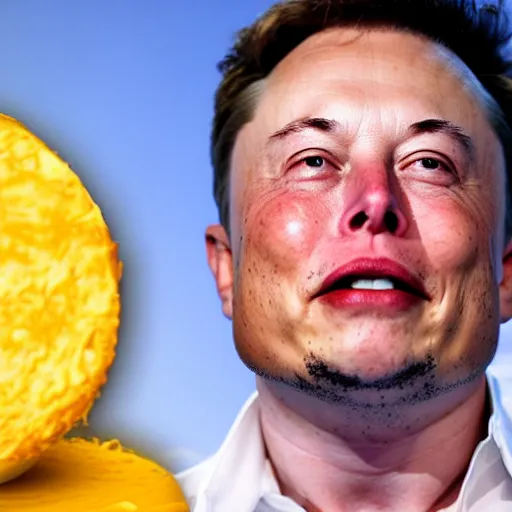 Image similar to Elon Musk crying because he realized the moon isn’t made of cheese