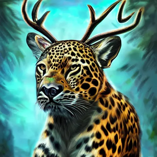 Prompt: professional digital fantasy art of a leopard with antlers and wings, high quality, mythical, hybrid, hd, 4 k, 8 k, award - winning, awe - inspiring