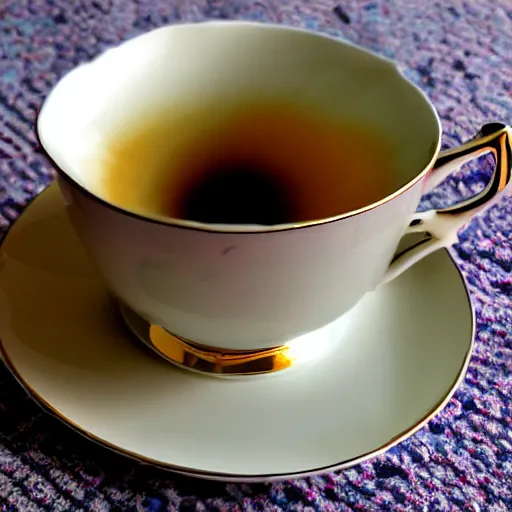 Prompt: teacup with many holes in it