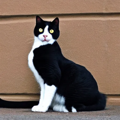 Image similar to A tuxedo cat with its claws out