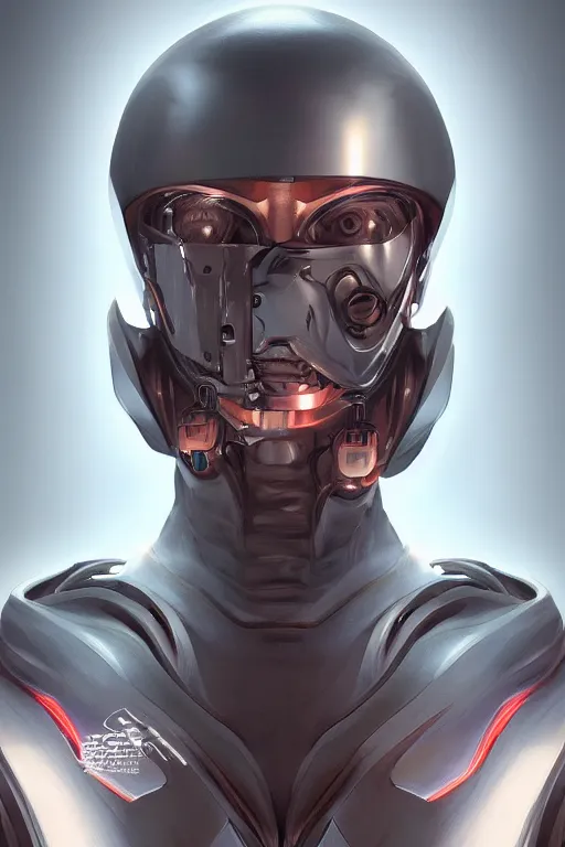 Prompt: a portrait of a faceless cyborg with a hood and mechanical part by Mars Chris and Artgerm, highly detailed, trending on artstation