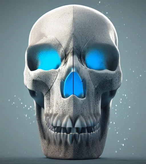Prompt: ice skull by beeple, octane render, trending on artstation