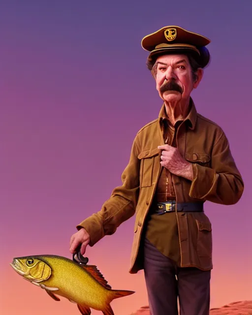 Prompt: disney pixar portrait 8 k photo of captain beefheart standing in the desert holding a fish : : by weta, greg rutkowski, wlop, ilya kuvshinov, rossdraws, artgerm, annie leibovitz, rave, unreal engine, alphonse mucha : :