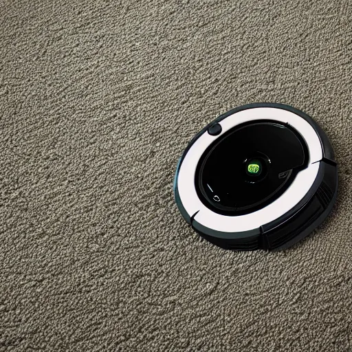 Prompt: a roomba being sad, horror movie scene, eerie, spooky