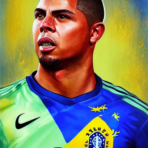 a very detailed painting of the brazilian ronaldo, by | Stable ...