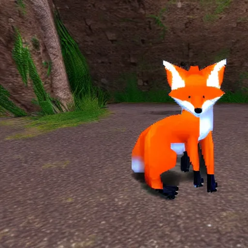 Prompt: a fox in a ps 1 game