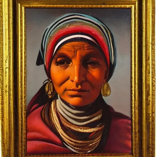 Prompt: oil painting portrait of a berber woman by Michelangelo