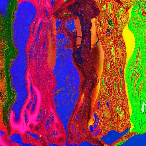 Image similar to liquid people dancing in a lightfull room by lynda benglis, hyperrealistic, colorful shadows, high detail, digital art