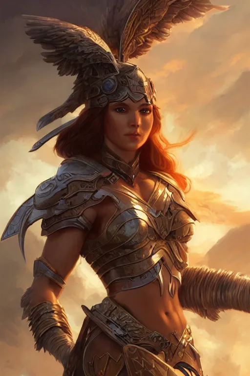 Image similar to amazon valkyrie athena, d & d, fantasy, portrait, highly detailed, headshot, digital painting, trending on artstation, concept art, sharp focus, illustration, art by artgerm and greg rutkowski and magali villeneuve