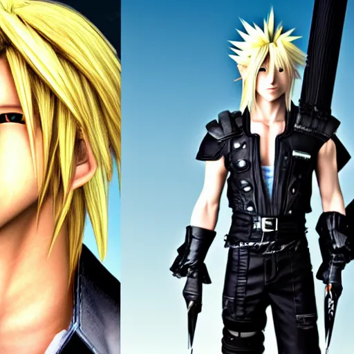 Image similar to A photograph of Cloud Strife in real life