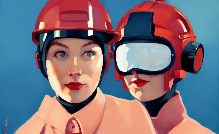 Image similar to Portrait of a woman engineer with helmet, very coherent, painted by Edward Hopper, painted by James Gilleard, airbrush, art by JamesJean