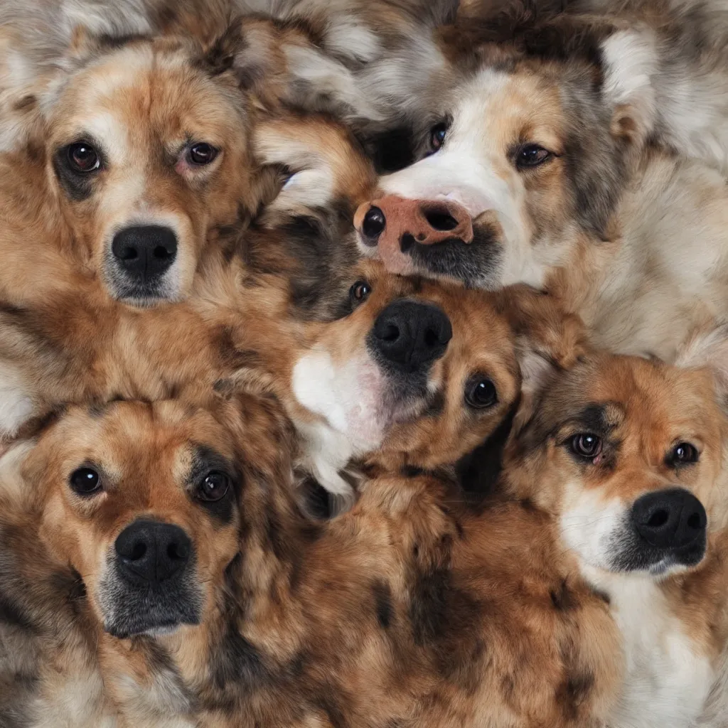 Image similar to realistic photo of a mix of every dog breed combined