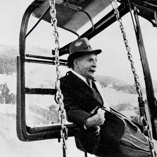 Image similar to jim carry riding a cablecar