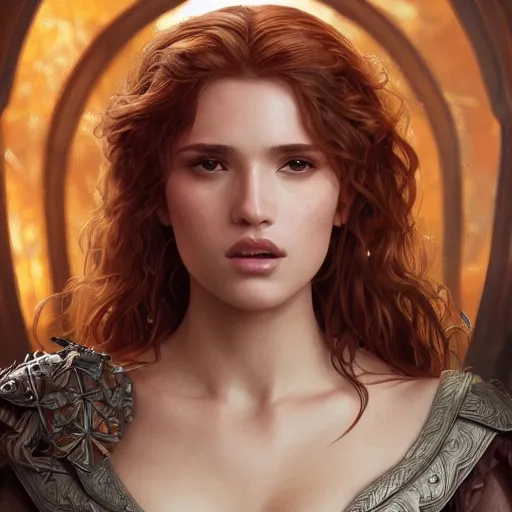 Prompt: ultra realistic illustration, bella thorne in game of thrones, intricate, elegant, highly detailed, digital painting, artstation, concept art, smooth, sharp focus, illustration, art by artgerm and greg rutkowski and alphonse mucha