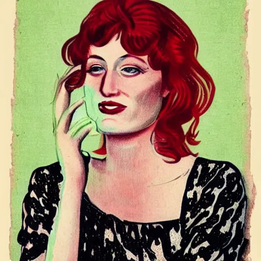 “Florence Welch portrait, color vintage magazine | Stable Diffusion ...