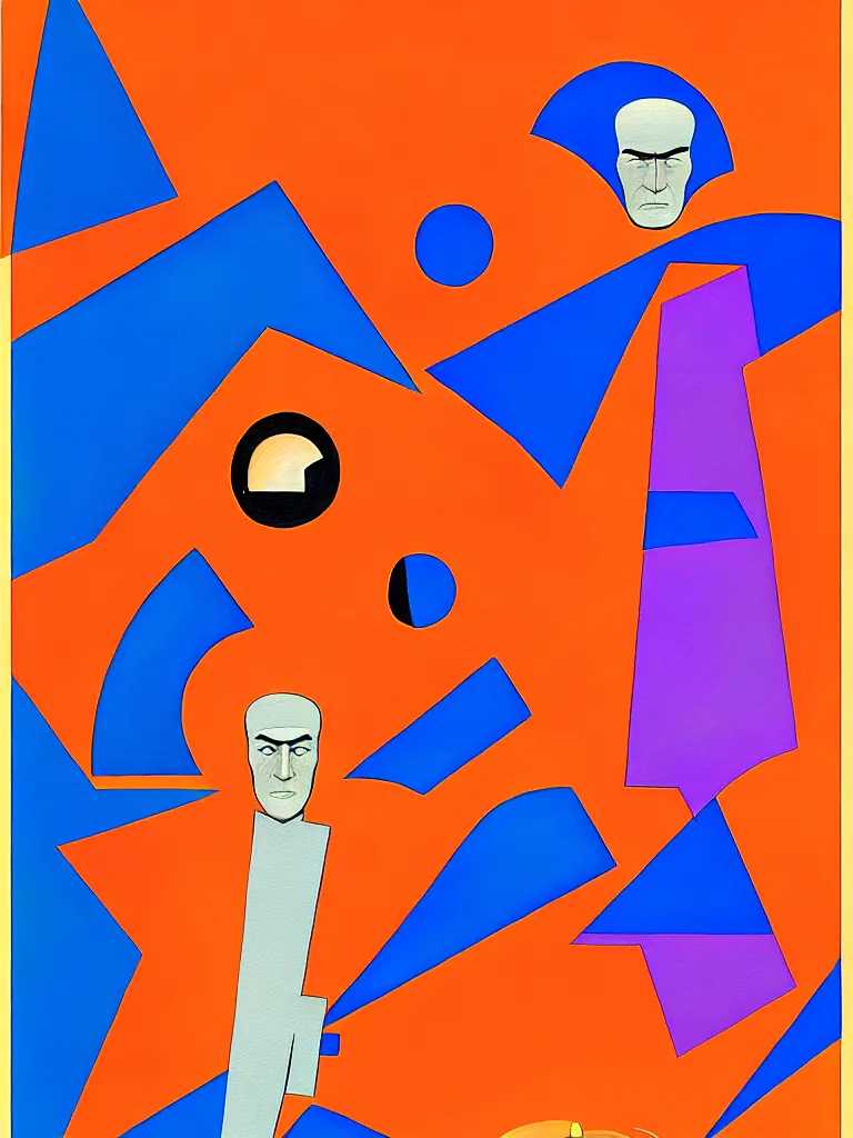 Prompt: painting by kazimir malevitch suprematism moebius comics + realistic face in the middle, procreate 2 0 2 2