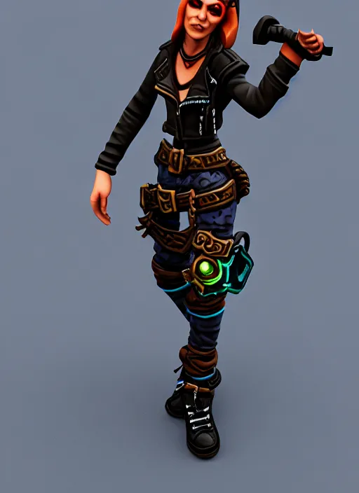 Prompt: street punk young woman thief, stylized stl fantasy miniature, 3 d render, activision blizzard style, hearthstone style