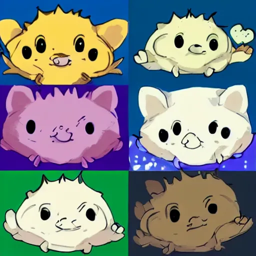 Image similar to baby hedgehogs in the style of cute anime, adorable, cute, art station