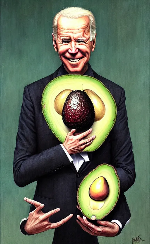 Image similar to joe biden as a avocado painting by chiara bautista, beksinski and norman rockwell and greg rutkowski weta studio, tom bagshaw and lucasfilm