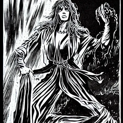 Prompt: the unlucky mage. pen and ink by larry elmore, 1 9 8 2