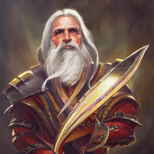 Prompt: beautiful portrait painting of a very short and small male halfing bard with white hair, full beard, from pathfinder, evil smirk, narcissist, self centered, casting fireball, painted by larry elmore, wayne reynolds, greg rutkowski, magic the gathering, dungeons and dragons, dishonored 2