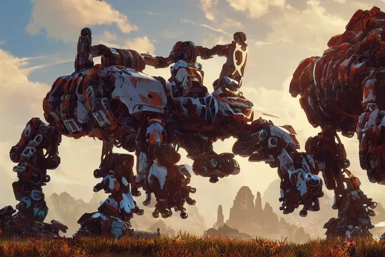 Image similar to shell - walker machine mecha animal beast robot of horizon forbidden west horizon zero dawn bioluminiscence global illumination ray tracing hdr fanart arstation by sung choi and eric pfeiffer and gabriel garza and casper konefal