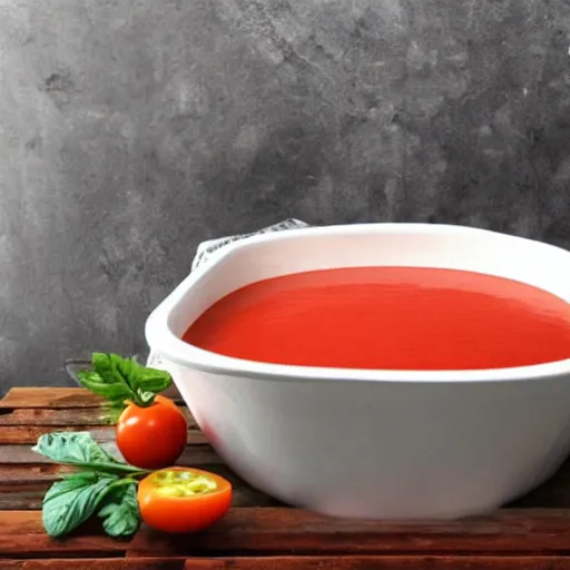 Image similar to a bathtub filled with liquid tomato soup