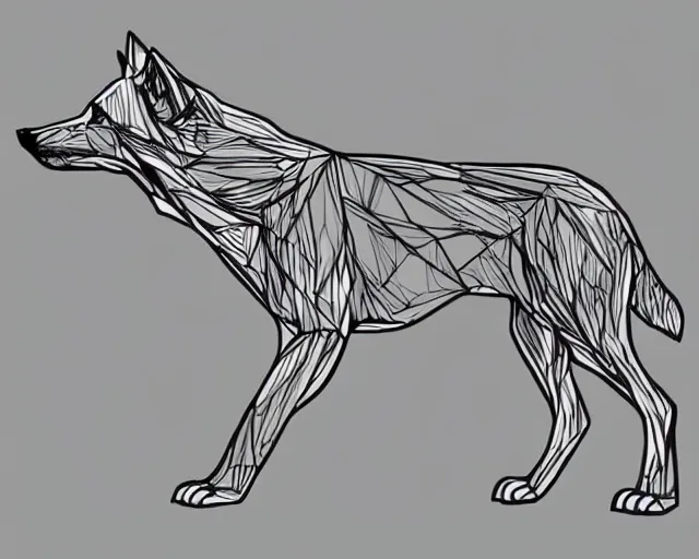 Prompt: professional digital art of a full-body outline of a wolf, very simple, no color, white background, high quality, HD, 8K,