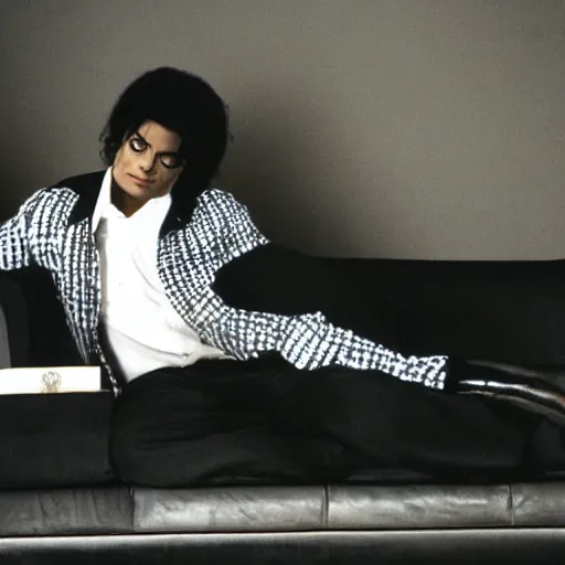 Image similar to michael jackson on a couch