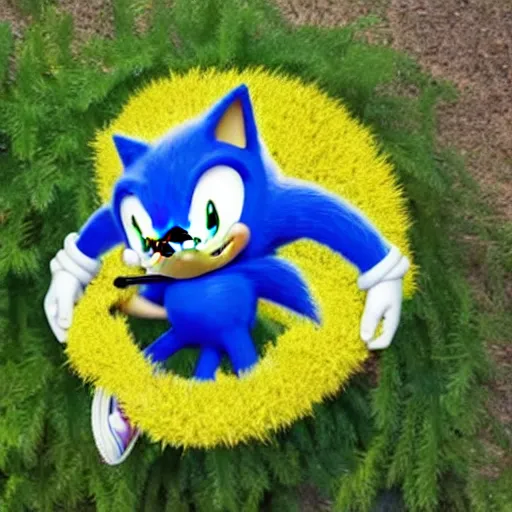 Image similar to a bush with sonic the hedgehog in it