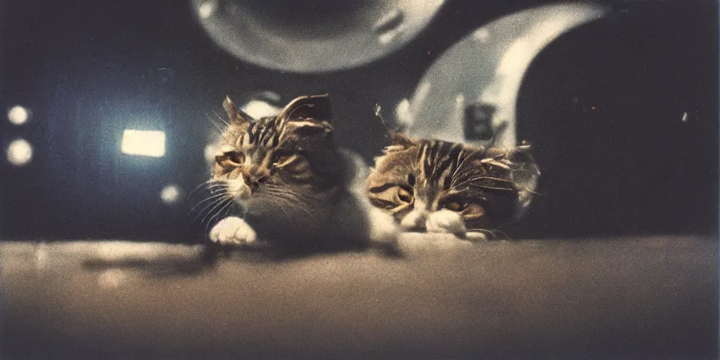 Prompt: detailed medium format photo, polaroid still from tarkovsky movie, cat in a spacesuit, haze, high production value, intricate details, 8 k resolution, hyperrealistic, hdr, photorealistic, high definition, tehnicolor, award - winning photography, masterpiece, amazing colors