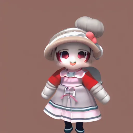 Prompt: cute fumo plush of a girl with a distinctive character silhouette, cel shaded pbr, vray