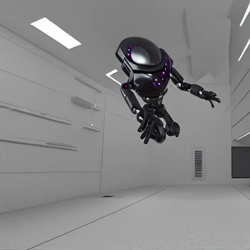 Prompt: a robot similar to a human doing hardcore parkour, photorealistic