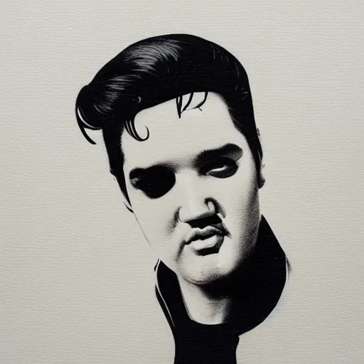 Prompt: Elvis Presley profile picture by Sachin Teng, asymmetrical, dark vibes, Realistic Painting , Organic painting, Matte Painting, geometric shapes, hard edges, graffiti, street art:2 by Sachin Teng:4