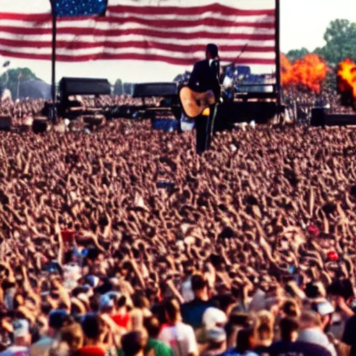 Prompt: joe biden at woodstock 1999, insane clown posse concert, vhs camcorder footage