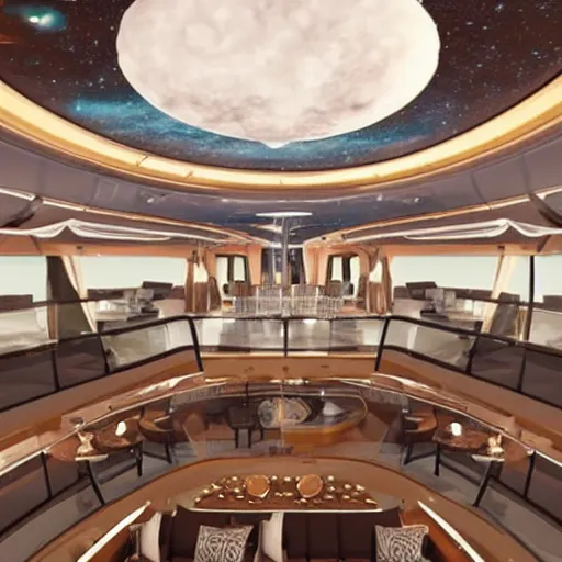 Prompt: a luxury cruise ship in space