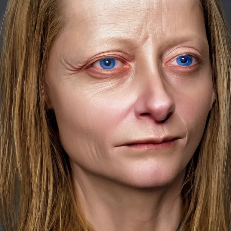 Prompt: beautiful close - up studio photograph of colorful postmodern portrait sculpture of jodie foster disappointed, beautiful symmetrical face accurate face detailed face realistic proportions, made of spray - painted beeswax on a pedestal by ron mueck and matthew barney and greg rutkowski, hyperrealism intense cinematic lighting shocking detail 8 k