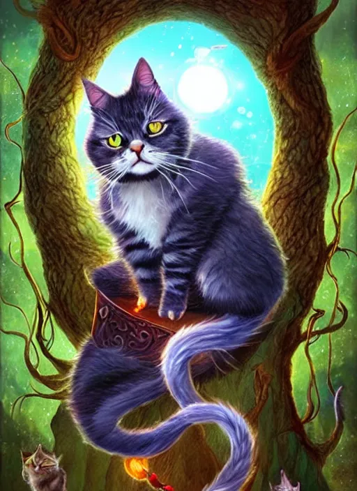 magic cat in the fantasy world, Stable Diffusion