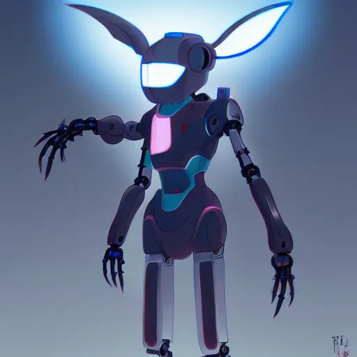 Prompt: concept art of a cybernetic robot rabbit. bunny robot cyborg, gapmoe yandere grimdark, butterfly trending on pixiv fanbox, painted by greg rutkowski makoto shinkai takashi takeuchi studio ghibli, akihiko yoshida