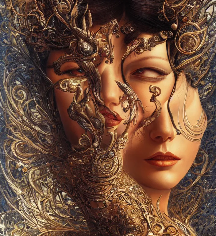 Image similar to a goddess, smooth, coherent, high detailed, by Karol Bak, unreal engine