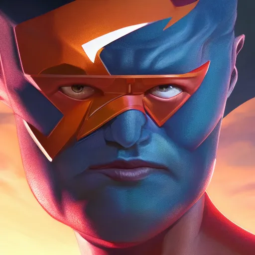 Prompt: omni - man from invincible, nolan grayson, portrait painting, medium shot, asymmetrical, profile picture, organic painting, sunny day, matte painting, bold shapes, hard edges, street art, trending on artstation, by huang guangjian and gil elvgren and ross tran