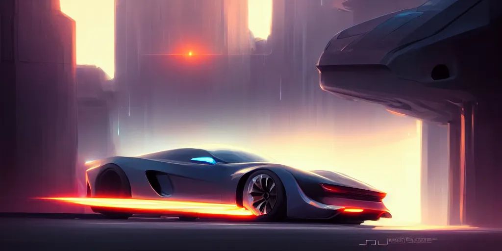 Image similar to Super car, concept art, low angle, high detail, warm lighting, volumetric, godrays, vivid, beautiful, trending on artstation, by Jordan grimmer, art greg rutkowski