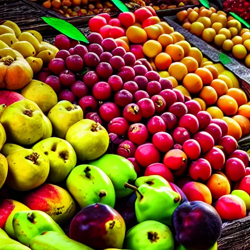 Prompt: uhd photorealistic produce stand selling half eaten fruit, uhd hyperdetailed photography