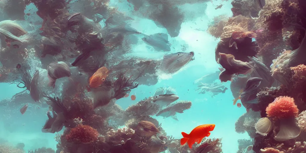 Prompt: a nervous and impatient wave of beta fishes, hyperdetailed, artstation, cgsociety, 8k