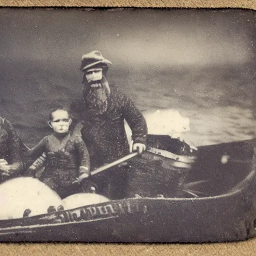 Image similar to tintype photo, bottom of the ocean, squid, whale