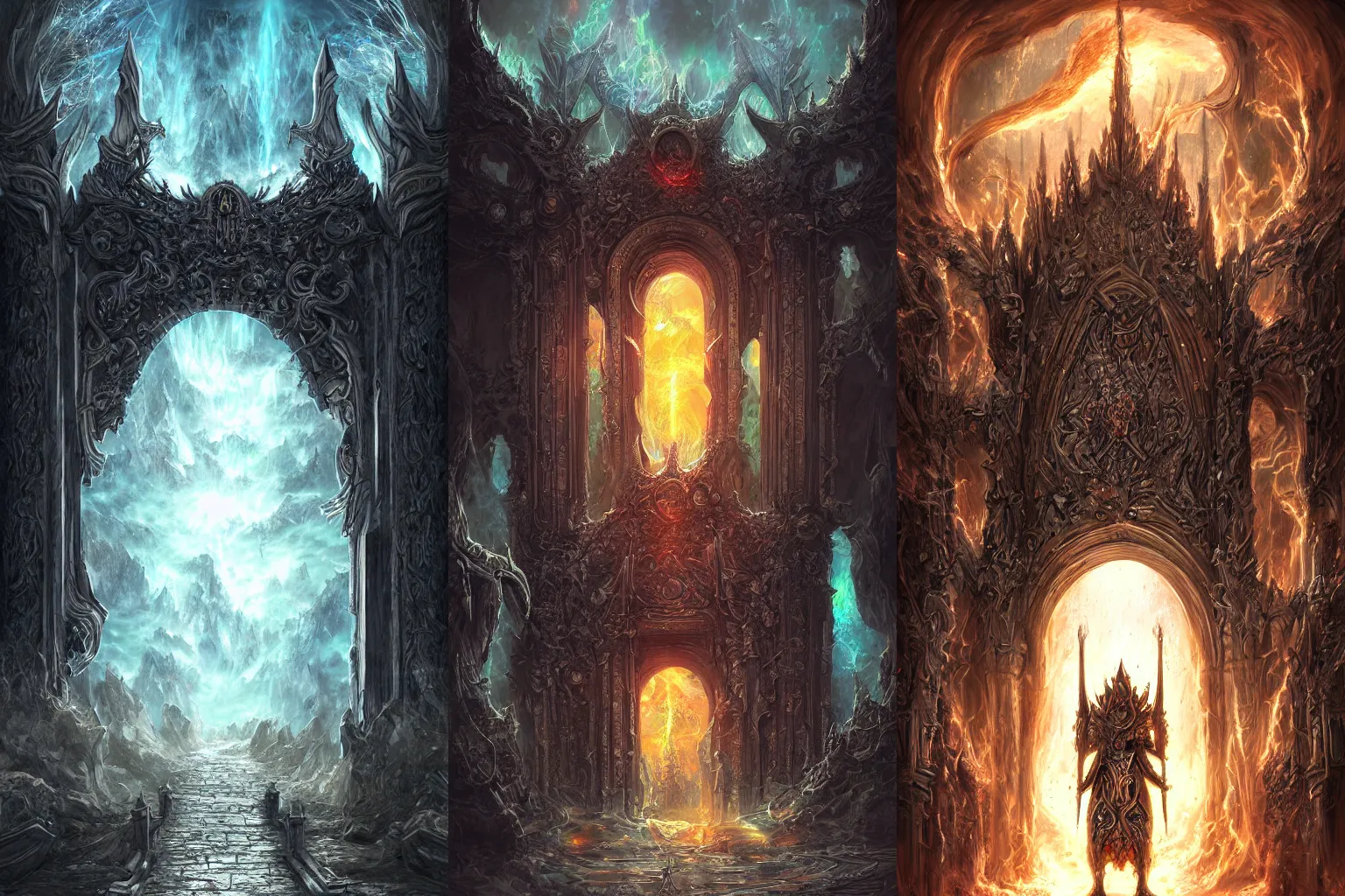 Prompt: The gate to the eternal kingdom of Destruction, fantasy, digital art, HD, detailed.