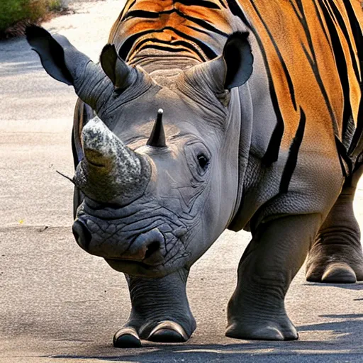 Prompt: half rhino, half tiger