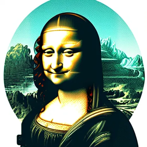 Image similar to monalisa in the style of BEEPLE, in the style of BEEPLE, in the style of BEEPLE, in the style of BEEPLE, in the style of BEEPLE, in the style of BEEPLE