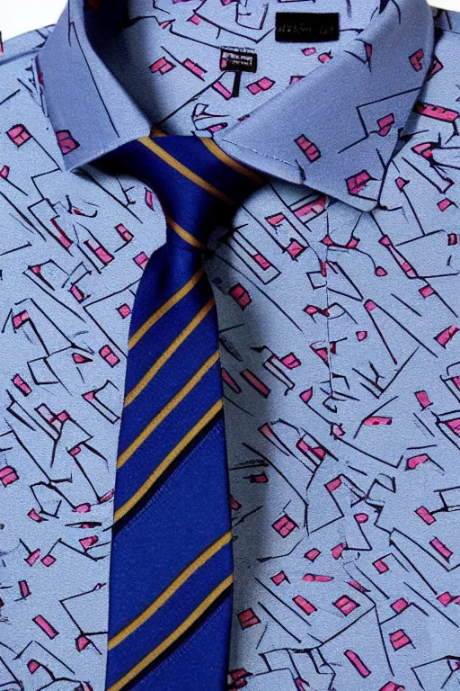 Image similar to men's tie shirt style, pop art, borderland style art