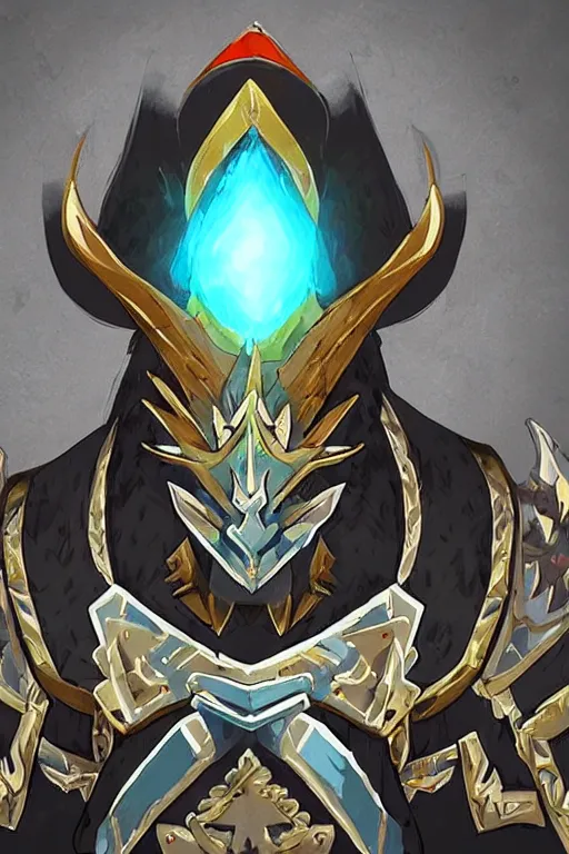 Image similar to an in game portrait of king rhoam from the legend of zelda breath of the wild, breath of the wild art style.